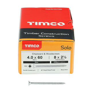 TIMCO Solo Countersunk Silver Woodscrews - 4.0 x 60