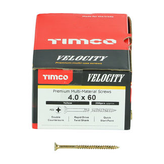 TIMCO Velocity Premium Multi-Use Countersunk Gold Woodscrews - 4.0 x 60