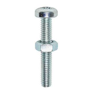 TIMCO Machine Pan Head Screws & Hex Nut Silver - M4 x 12