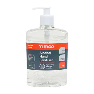 TIMCO Alcohol Hand Sanitiser Gel Pump Bottle Kills 99.99% of Bacteria Moisturising Medical Grade Antibacterial - 500ml
