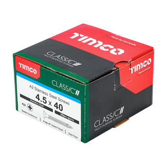 TIMCO Classic Multi-Purpose Countersunk A2 Stainless Steel Woodscrews - 4.5 x 40