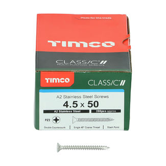 TIMCO Classic Multi-Purpose Countersunk A2 Stainless Steel Woodscrews - 4.5 x 50