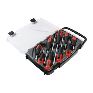 TIMCO Screwdriver Set, Slotted and Phillips Screwdrivers with Magnetic Tips, Ergonomic Anti-Slip Handles in a Hard Carry Case - 9 Pieces