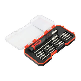 TIMCO Precision Srewdriver and Bit Set, Premium Soft Grip Handle with Interchangable Driver Bits for Multiple Intricate Fastener Applications in a Hard Plastic Case - 18 Pieces