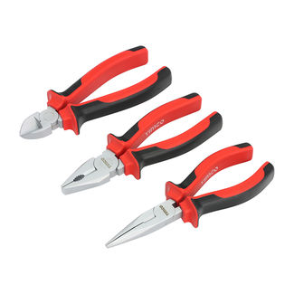 TIMCO General Purpose Pliers Set, Combination Pliers, Long Nose Pliers, Side Cutting Pliers with Soft Grip Handles - Set of 3