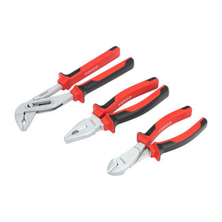 TIMCO General Purpose Pliers Set, Combination Pliers, Side Cutting Pliers, Water Pump Pliers with Soft Grip Handles - Set of 3