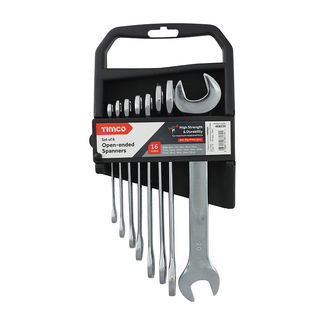 TIMCO Open Ended Spanner Set - Metric Drop Forged Chrome Vanadium, 6mm to 22mm - 8 Pieces