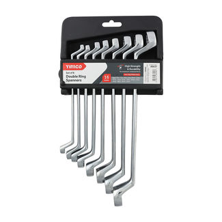 TIMCO Double Ring Spanner Set - Metric Drop Forged Chrome Vanadium, 6mm to 22mm - 8 Pieces