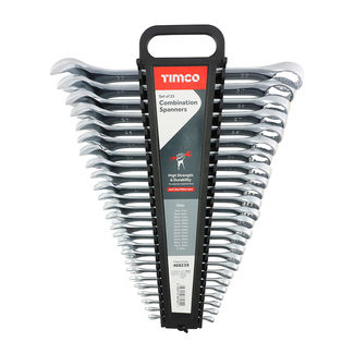 TIMCO Combination Spanner Set - Metric Drop Forged Chrome Vanadium, 6mm to 32mm - 25 Pieces