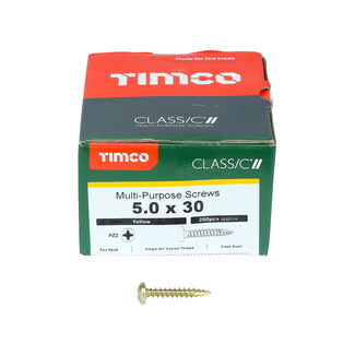 TIMCO Classic Multi-Purpose Pan Head Gold Woodscrews - 5.0 x 30