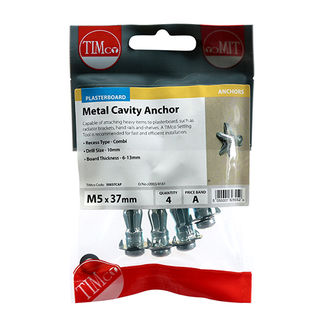 TIMCO Metal Cavity Anchors Silver - M5 x 37 (45mm Screw)