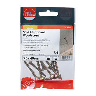 TIMCO Solo Countersunk Gold Woodscrews - 5.0 x 40