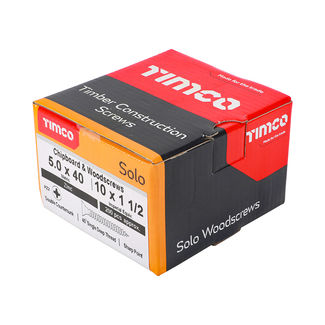 TIMCO Solo Countersunk Silver Woodscrews - 5.0 x 40