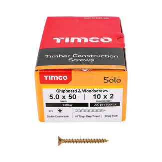 TIMCO Solo Countersunk Gold Woodscrews - 5.0 x 50