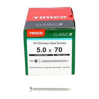 TIMCO Classic Multi-Purpose Countersunk A4 Stainless Steel Woodscrews - 5.0 x 70