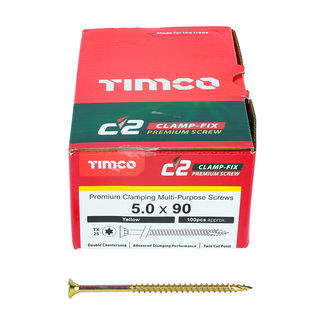 TIMCO C2 Strong-Fix Multi-Purpose Premium Countersunk Gold Woodscrews - 5.0 x 90