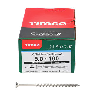 TIMCO Classic Multi-Purpose Countersunk A2 Stainless Steel Woodscrews - 5.0 x 100