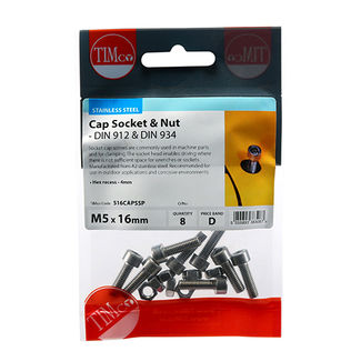 TIMCO Cap Socket Screws DIN912 A2 Stainless Steel - M5 x 16