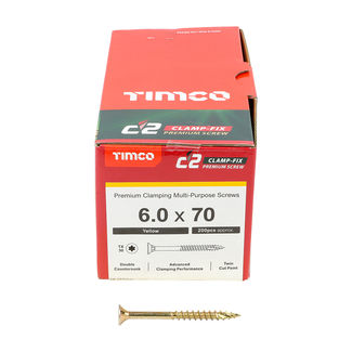 TIMCO C2 Clamp-Fix Multi-Purpose Premium Countersunk Gold Woodscrews - 6.0 x 70