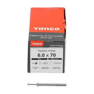 TIMCO Nylon Hammer Fixings - 6.0 x 70