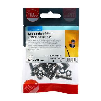 TIMCO Cap Socket Screws DIN912 A2 Stainless Steel - M6 x 20