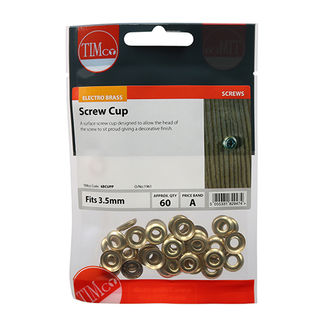 TIMCO Screw Cups Electro Brass - To fit 6 Gauge Screws