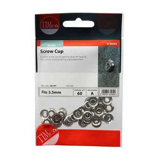 TIMCO Screw Cups Nickel - To fit 6 Gauge Screws