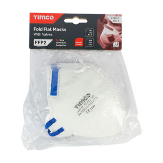 TIMCO FFP2 Fold Flat Valved Masks - One Size