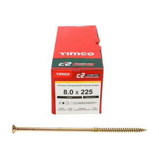 TIMCO C2 Clamp-Fix Multi-Purpose Premium Countersunk Gold Woodscrews - 8.0 x 225