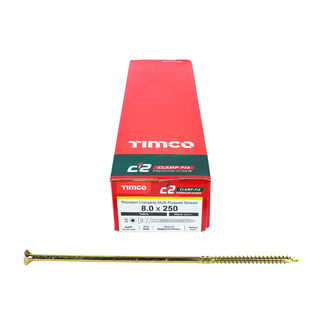 TIMCO C2 Clamp-Fix Multi-Purpose Premium Countersunk Gold Woodscrews - 8.0 x 250