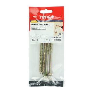 TIMCO Solo Advanced Hex Head Gold Coach Woodscrews - 8.0 x 120