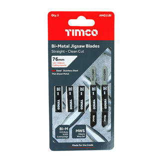 TIMCO Jigsaw Blades Metal Cutting Bi-Metal Blades - T118AF