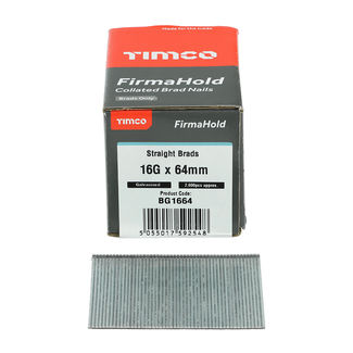 TIMCO FirmaHold Collated 16 Gauge Straight Galvanised Brad Nails - 16g x 64