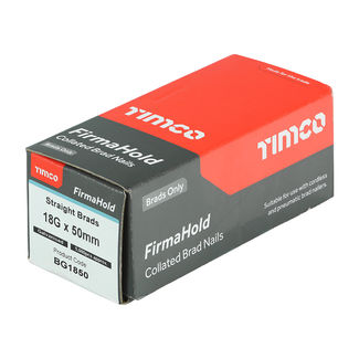 TIMCO FirmaHold Collated 18 Gauge Straight Galvanised Brad Nails - 18g x 50