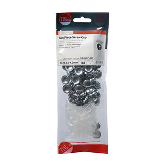 TIMCO Two Piece Screw Caps Chrome - To fit 3.5 to 4.2 Screw