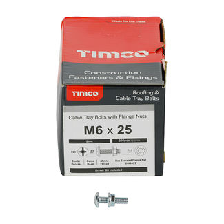 TIMCO Cable Tray Bolts & Flange Nuts Silver - M6 x 25