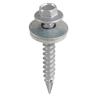 TIMCO Slash Point Sheet Metal to Timber Screws Exterior Silver with EPDM Washer - 6.3 x 45