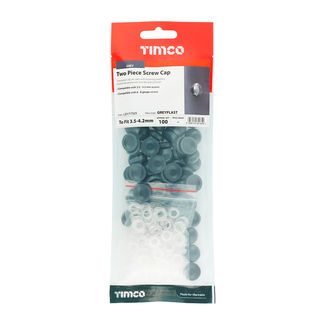 TIMCO Two Piece Screw Caps Grey - To Fit 3.5 to 4.2 Screw