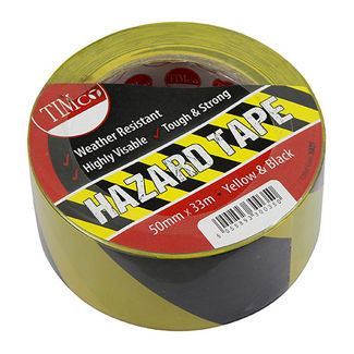 TIMCO Hazard Tape Yellow & Black - 33m x 50mm