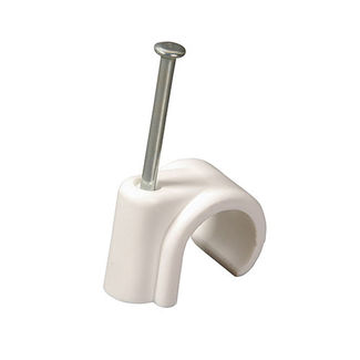 Nail In Pipe Clips White - 10mm