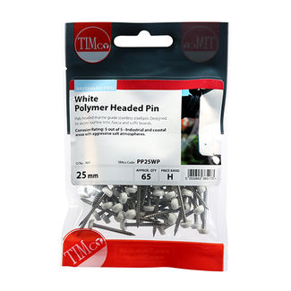 TIMCO Polymer Headed Pins A4 Stainless Steel White - 25mm