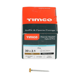 TIMCO Polymer Headed Pins A4 Stainless Steel Oak - 30mm