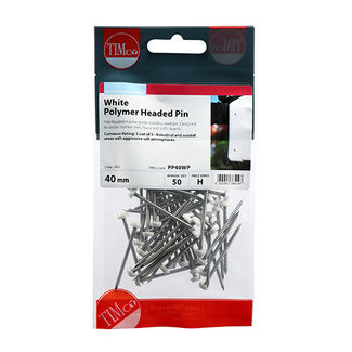 TIMCO Polymer Headed Pins A4 Stainless Steel White - 40mm