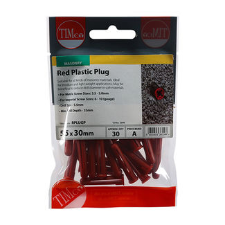 TIMCO Red Plastic Plugs - 30mm