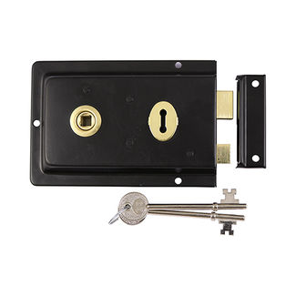 TIMCO Rim Sash Lock Fluted Black - 156 x 106mm