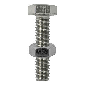 TIMCO Set Screws DIN933 Hex & Nut DIN934 Silver A2 Stainless Steel - M10 x 100