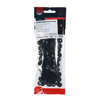 TIMCO Hinged Screw Caps Small Black - To fit 3.0 to 4.5 Screw