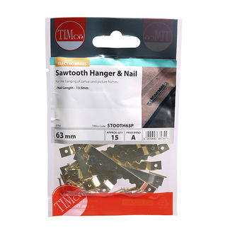 TIMCO Sawtooth Hangers and Nails Electro Brass - 63mm