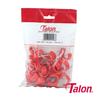 Talon Nail In Pipe Clips Red - 22mm