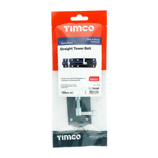 TIMCO Straight Tower Bolt Black - 4"